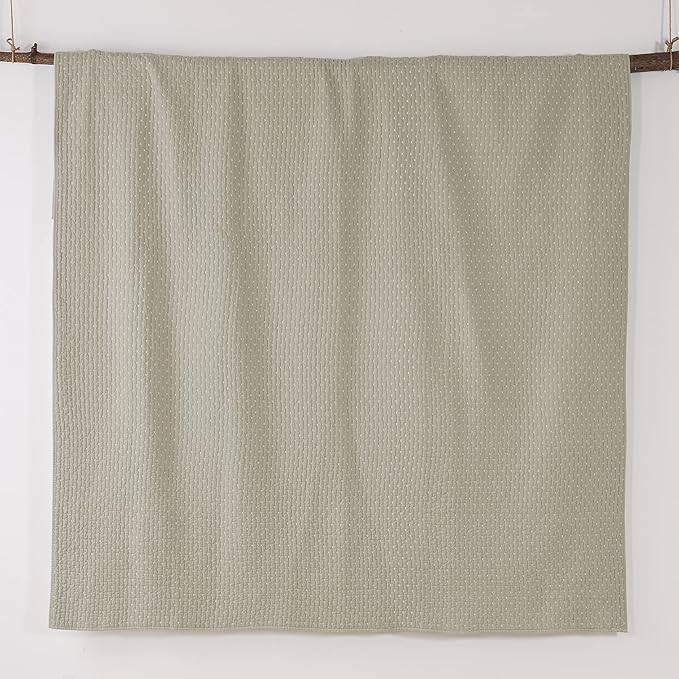 Levtex Home Cross Stitch Reversible Twin XL/Twin Quilt Set (68x86in) with 1 Pillow Sham (26x20in) - Stitch Texture - Taupe - Cotton Twin/Twin Size Quilt Bedding Set - Lightweight, Soft, Pre-Washed