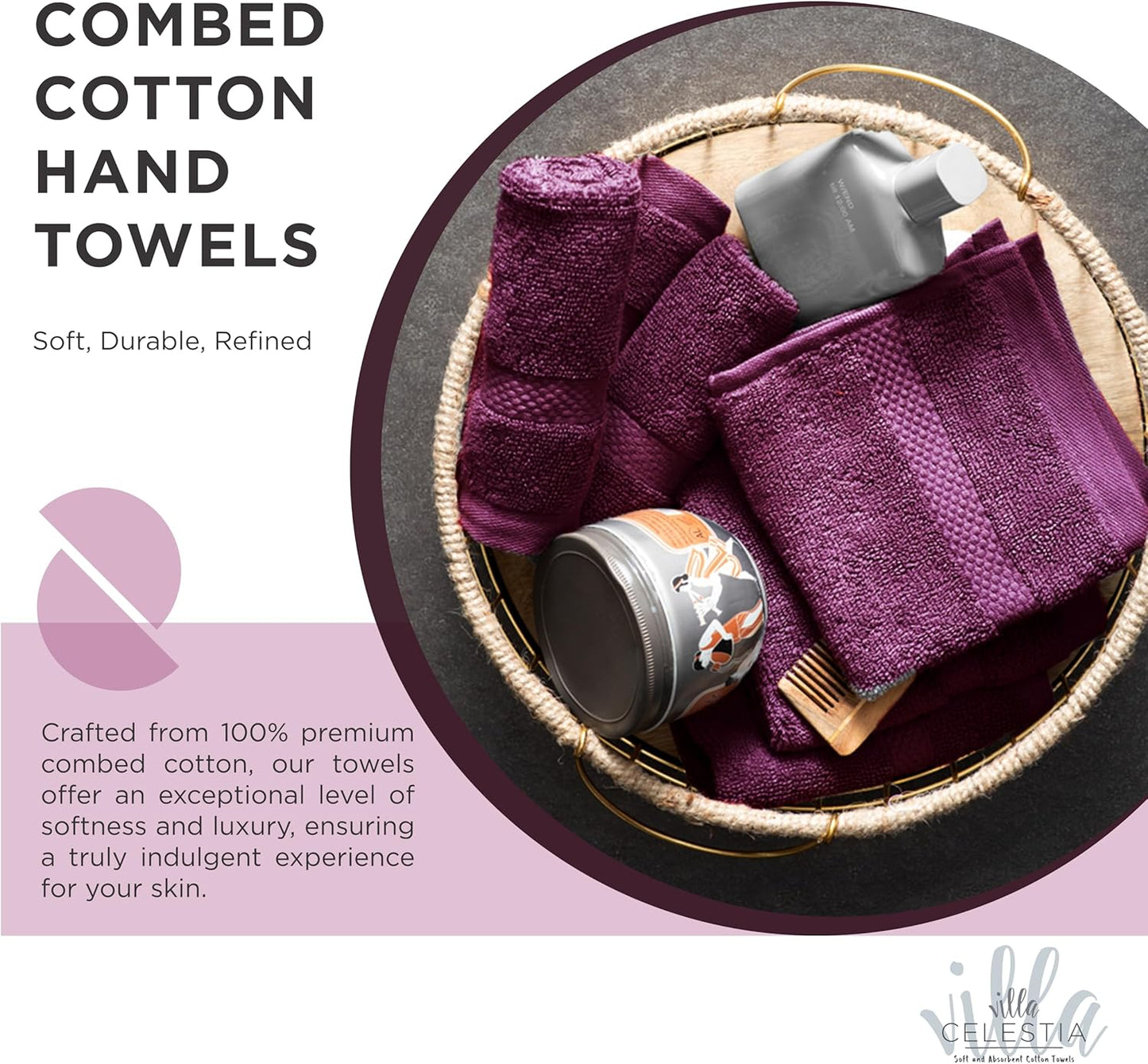 100% Cotton Hand Towel Set of 4, (16 x 28 inches) Sustainable, Soft, Highly Absorbent, Quick Drying, Combed Cotton Hand Towels Pack of 4 Ideal for Hotels, Spa, Bathroom, Dorm, Burgandy