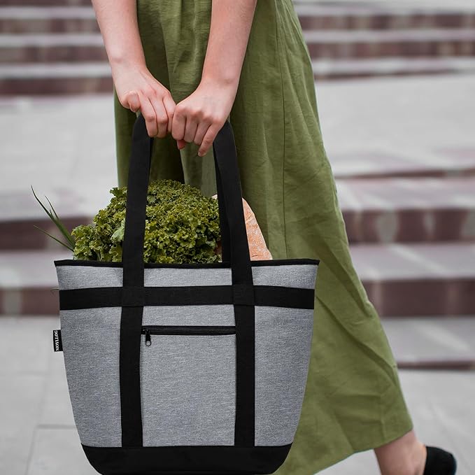 Insulated Cooler Bag, Reusable Grocery Bags for Hot/Cold Food, Thermal Food Delivery Bag for Beach, Travel, Picnics