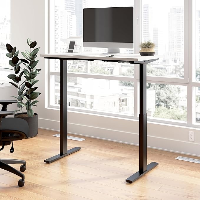 Bush Furniture Move 60 Electric Height Adjustable Desk, Ergonomic Sit-Stand Computer Table for Home and Professional Office, 48W x 24D, White