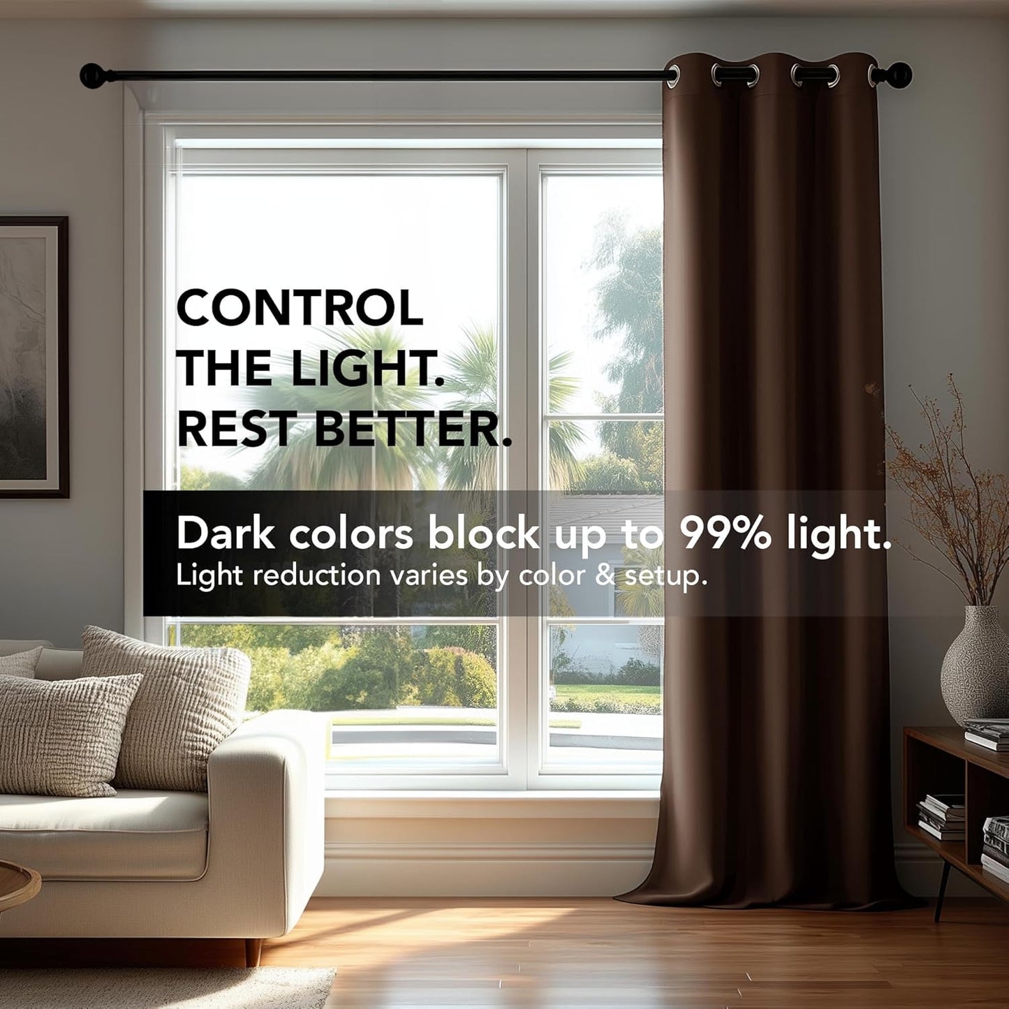 Deconovo Blackout Curtains for Bedroom – Set of 2 42W x 45L Inch Thermal Insulated & Noise Reducing Panels–Home Window Room Darkening Sustainable Grommet Drapes for Living Room and Nursery, Chocolate