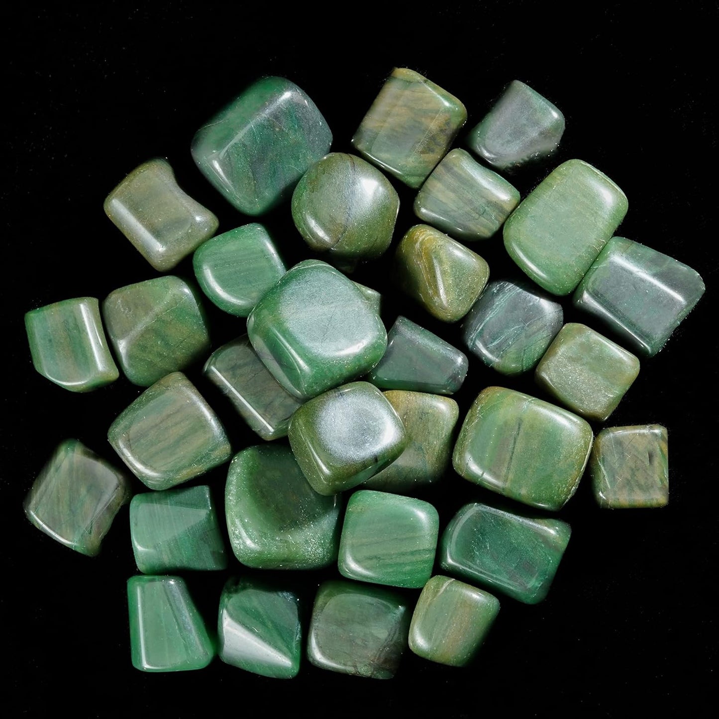 Crocon Stones Set | Pocket Crystal Healing Gemstones | Tumble Collection Palm Stone | Good Luck |Charm Gift Craft | Home Decor 1 LB (Green Aventurine Tumble, 1 LB)