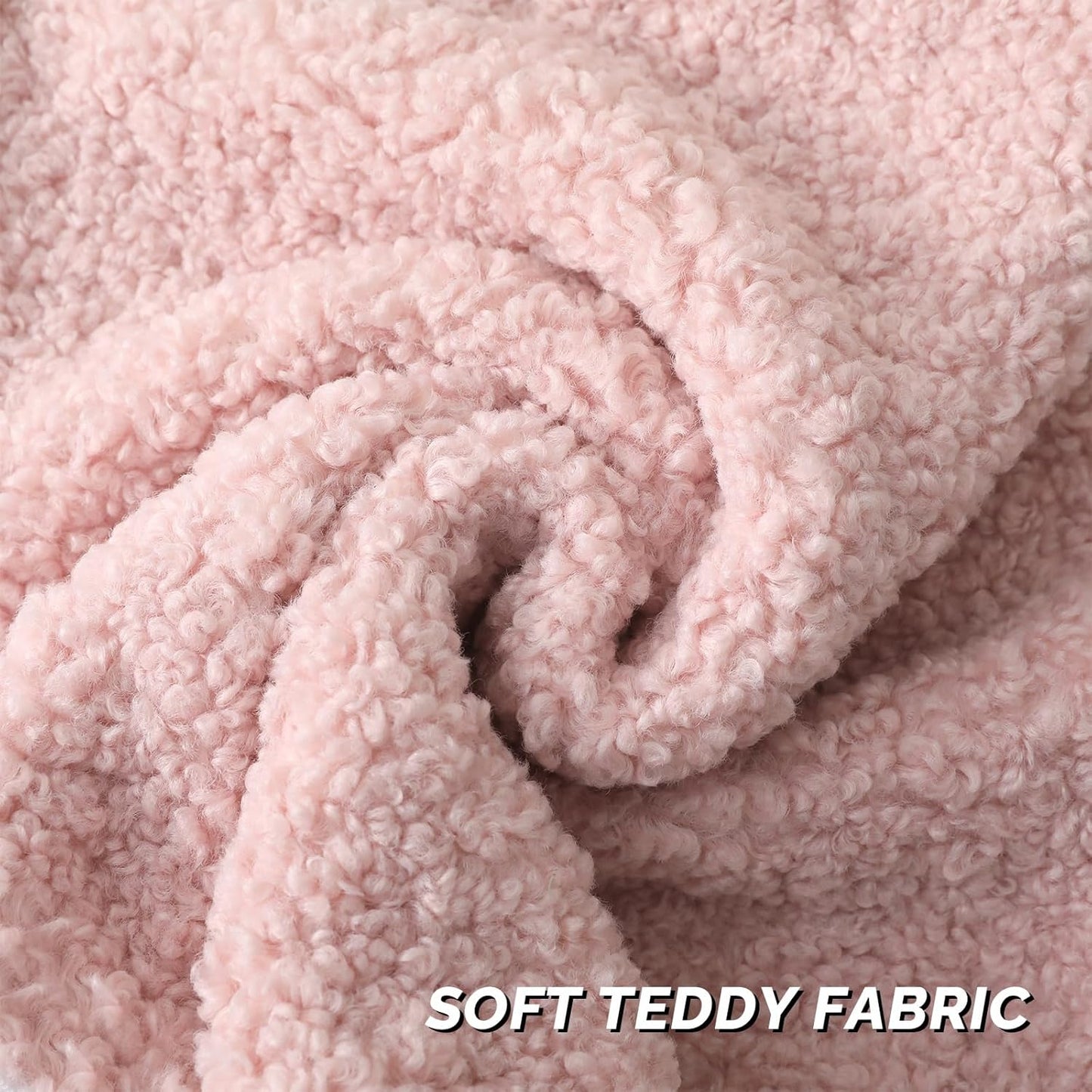 FUTEI Pink Throw Pillow Covers 18x18 Inch Set of 2,Furry Faux Fur Teddy Boucle Textured Cushion Covers,Soft Fluffy Decorative Pillow Case,Home Decor for Couch Bed Living Room Office Car