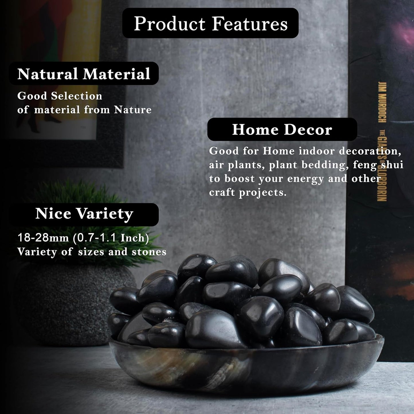 Crocon 1LB Black Tourmline Tumbled Stones and Crystals Bulk 2000+ Carats Natural Crystal Kit for Reiki Healing Crystal Polished, Tumble Stones, Chakra Balancing, Reiki Gift, Home Decor Size : 20mm