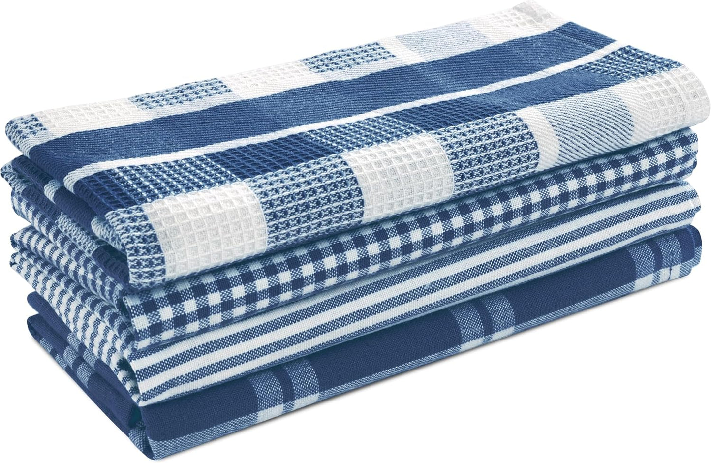 LANE LINEN 100% Cotton Kitchen Dish Cloths, Ultra Soft Absorbent Quick Drying Dish Towels, Multiweave Wash Cloths Dish Towel Sets, 13x28 Inches, 4 Pack - Navy
