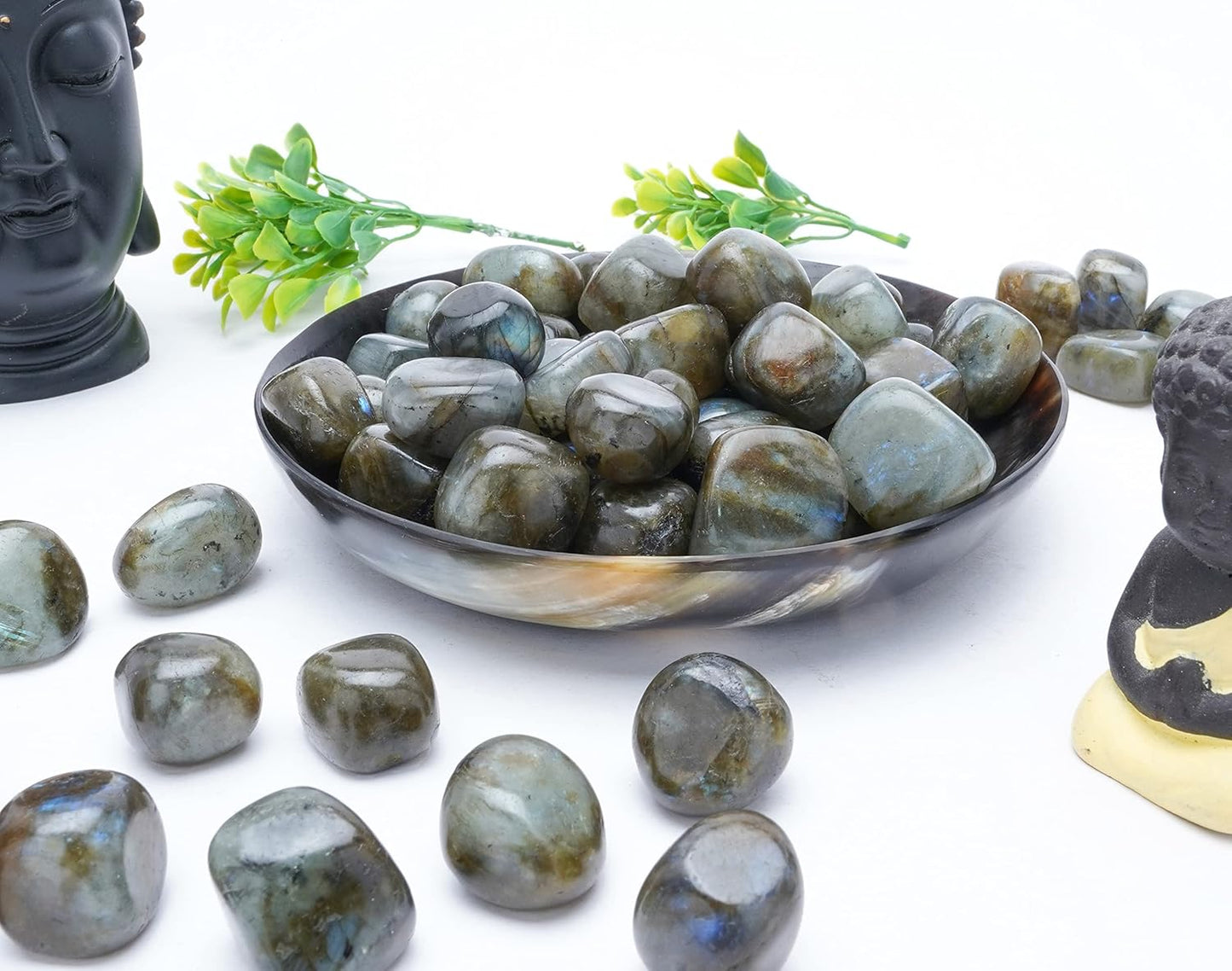 Crocon 1Lb Labradorite Tumbled Stones and Crystals Bulk Natural Crystal Kit for Reiki Healing Crystals Polished, Tumble Stones, Chakra Balancing, Good Luck, Reiki Gift, Home Decor Size : 20-25 mm