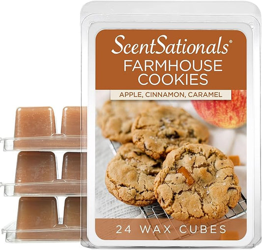 Scentsationals Fall Wax Melts, Wax Cubes Strong Scent - Farmhouse Cookies - Long Lasting Scented Melts for Warmer, 10oz (24-Cubes)