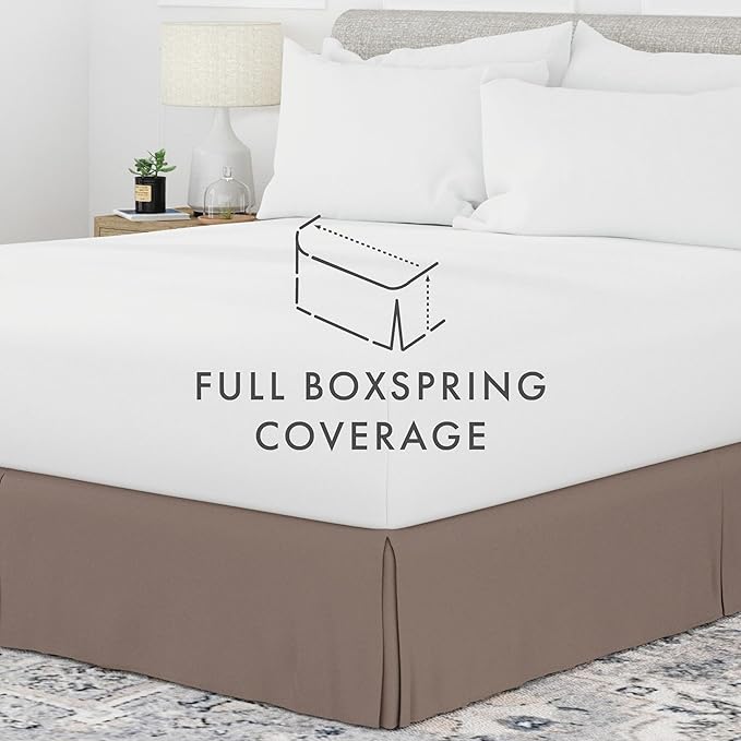 Linen Market Bed Skirt - Ultra Soft Microfiber - Easy Fit with 14 Inch Tailored Drop - Hotel Quality, Shrinkage & Fade Resistant - Bed Cover - Queen Bed Set - Bedroom Décor - (Queen, Taupe)