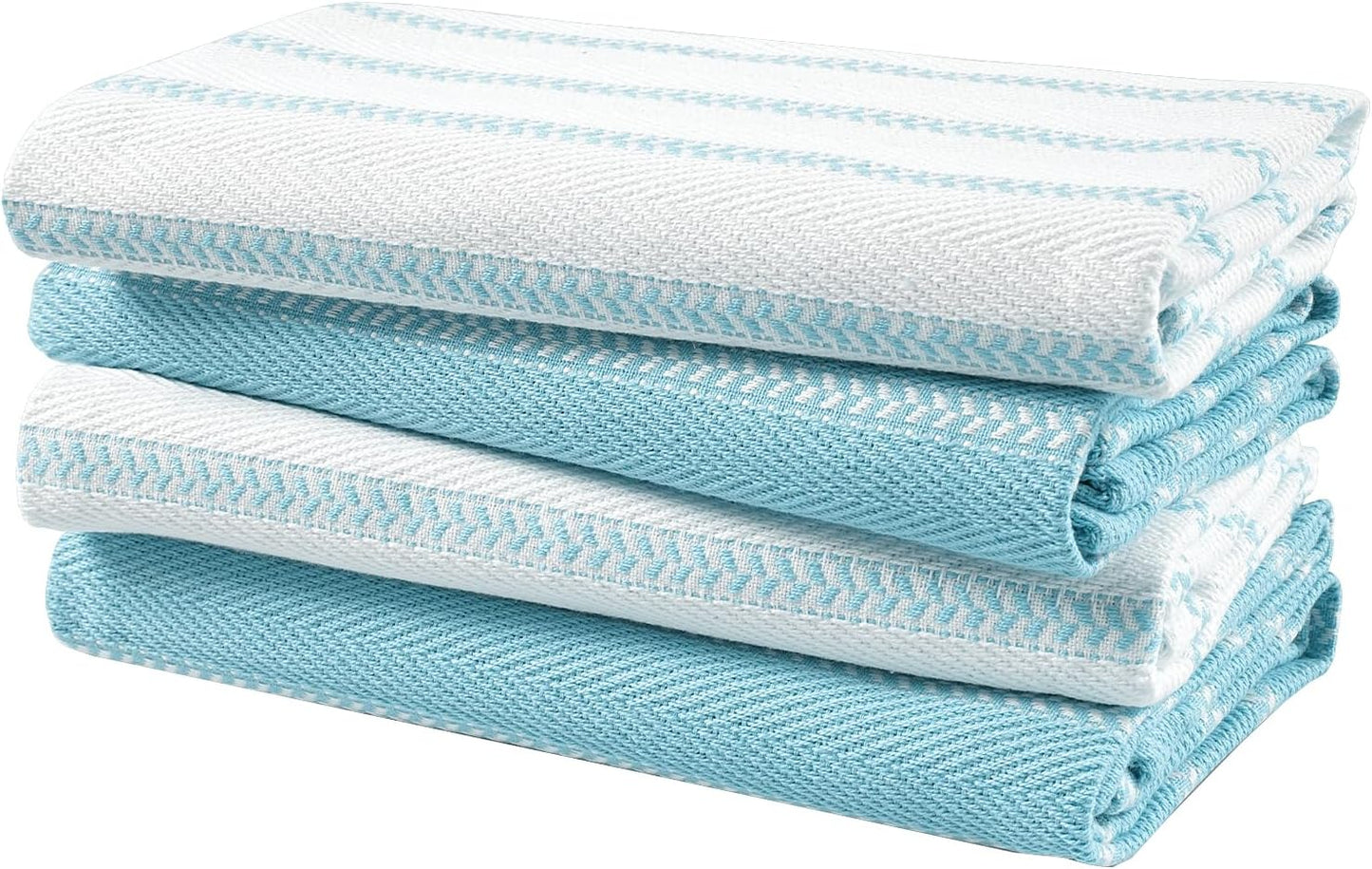 LANE LINEN Kitchen Towels Set - Pack of 4 Cotton Dish Towels for Drying Dishes, 18”x 28”, Kitchen Hand Towels, Absorbent Tea, Dish Towels, Quick Drying Towel Set - Aqua
