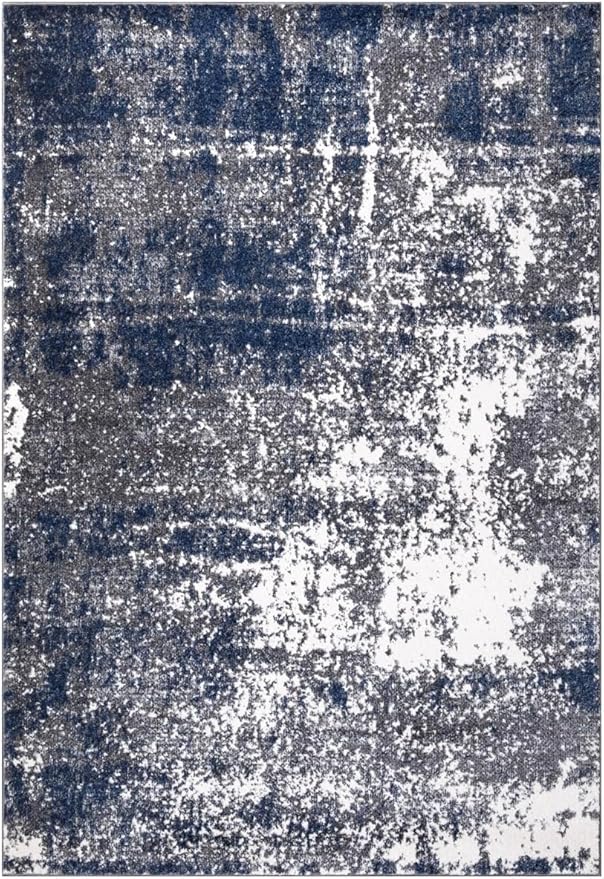 Keen Home Design Area Rugs - 9x12 Non-Shedding, Abstract Rugs for Kitchen, Living Room, Bedroom, Dining Room, Entryway - Size: 9'2" x 11'11", Navy/Grey/White
