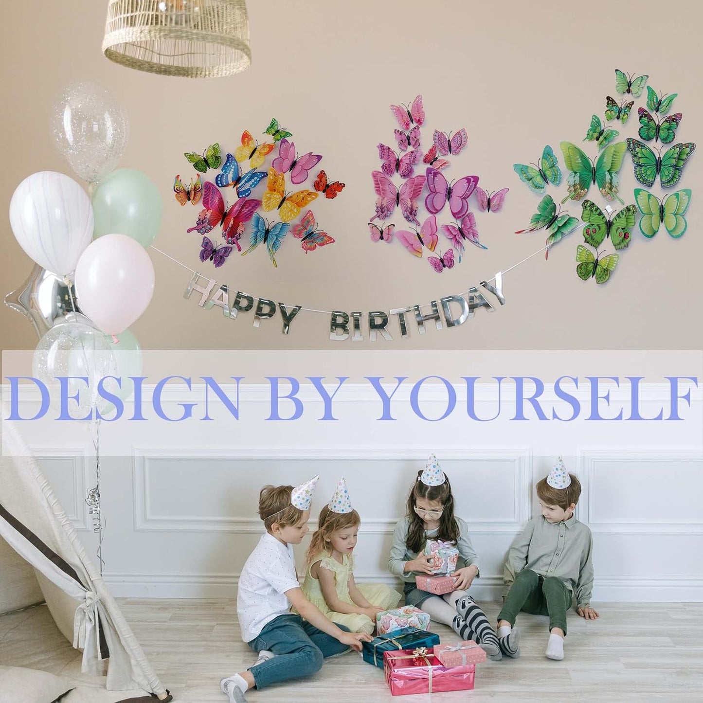 Butterfly Wall Decor 24/48 PCS, 3D Butterflies Stickers for Party Decorations with Magnets (Green, 24)