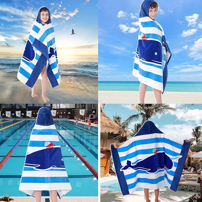 Kids Bath Towels, Kids Towel Girls Boys Hooded Beach,Bathroom,Pool Swim Towels 30 × 50 INCH Large Size Ultra Absorbent Cute Cartoon Animal Full Vitality 100% Cotton Wearable Wrap for Child
