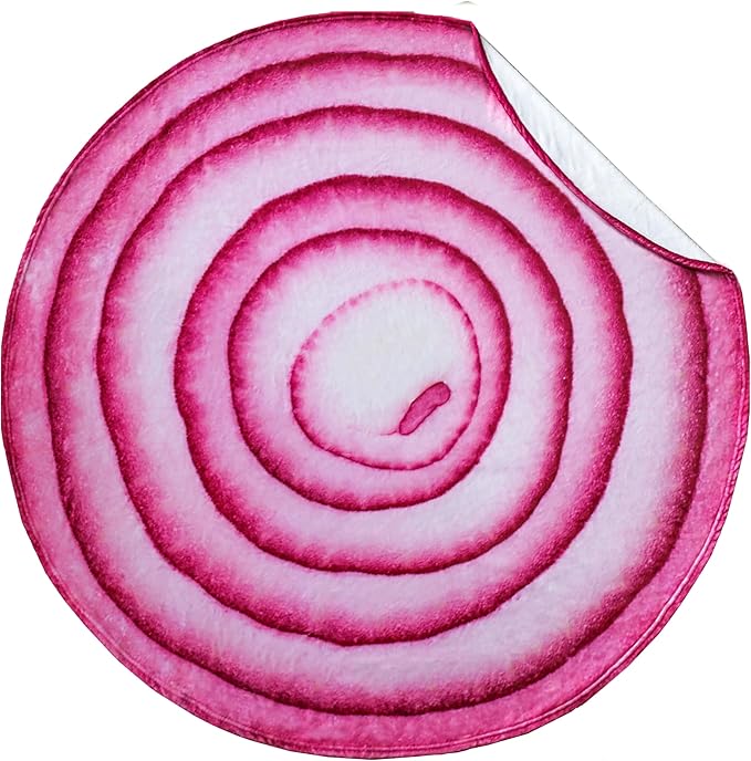 Vessia Onion Throw Blanket, Realistic Funny Food Blanket for Adults and Kids, 300GSM Giant Soft Vegetables Throw for Couch, Sofa, Bed, Fun Cozy Round Gifts for Boys, Girls, 60 inches