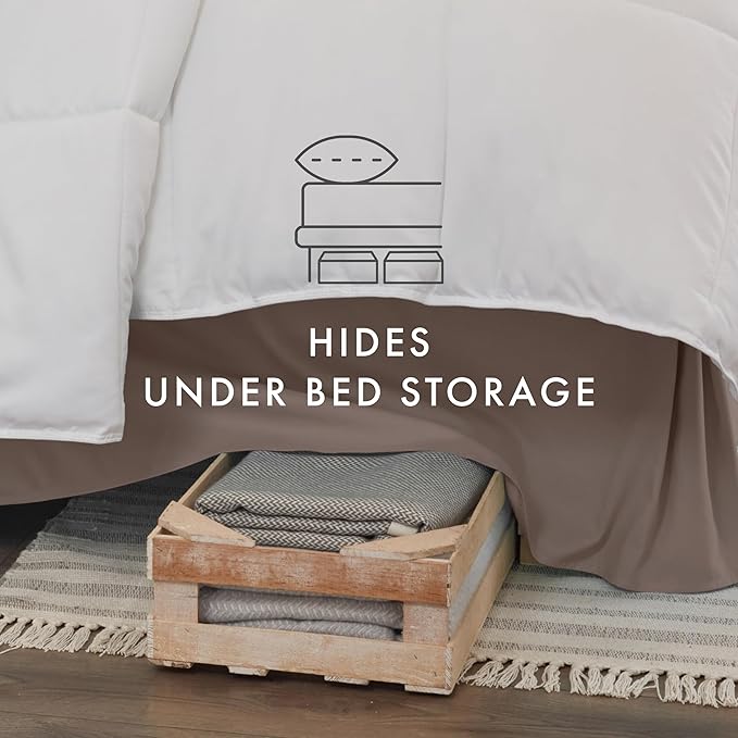 Linen Market Bed Skirt - Ultra Soft Microfiber - Easy Fit with 14 Inch Tailored Drop - Hotel Quality, Shrinkage & Fade Resistant - Bed Cover - Queen Bed Set - Bedroom Décor - (Queen, Taupe)