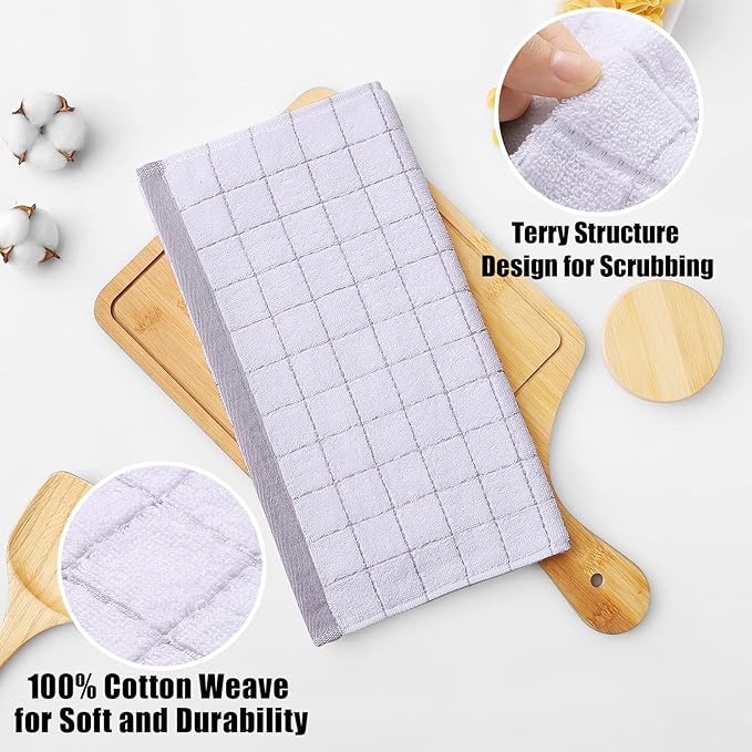Homaxy 100% Cotton Terry Kitchen Dish Cloths, Ultra Soft and Absorbent Dish Towels for Kitchen, Suitable for Drying and Washing Dishes, 8 Pack, 12 x 12 Inches, Mixed Colour