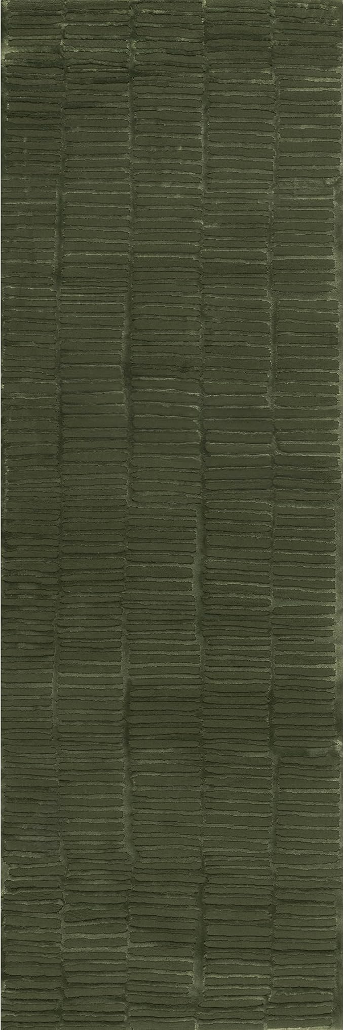 nuLOOM 2'8" x 8' Indoor Area Rug, 100% Recycled PET, Machine Washable, Oeko-TEX Certified, Medium Pile, Pet-Friendly, Kailani Geometric Green