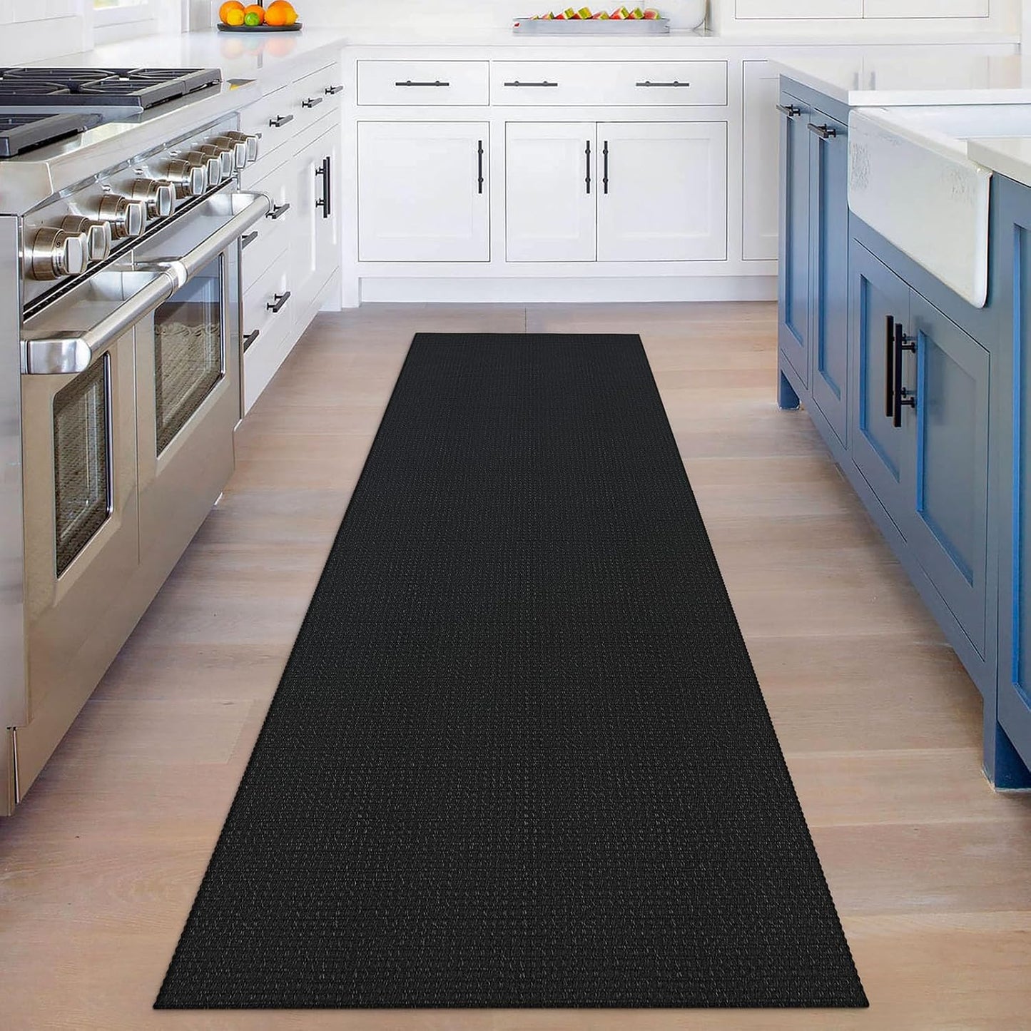 KOZYFLY Runners for Hallways 3x8 ft Washable Kitchen Runner Non Slip Rubber Backed Hall Runners Cotton Entryway Runner Rugs Floor Carpet for Indoor Backdoor Bedroom Kitchen, Black/Dark Grey