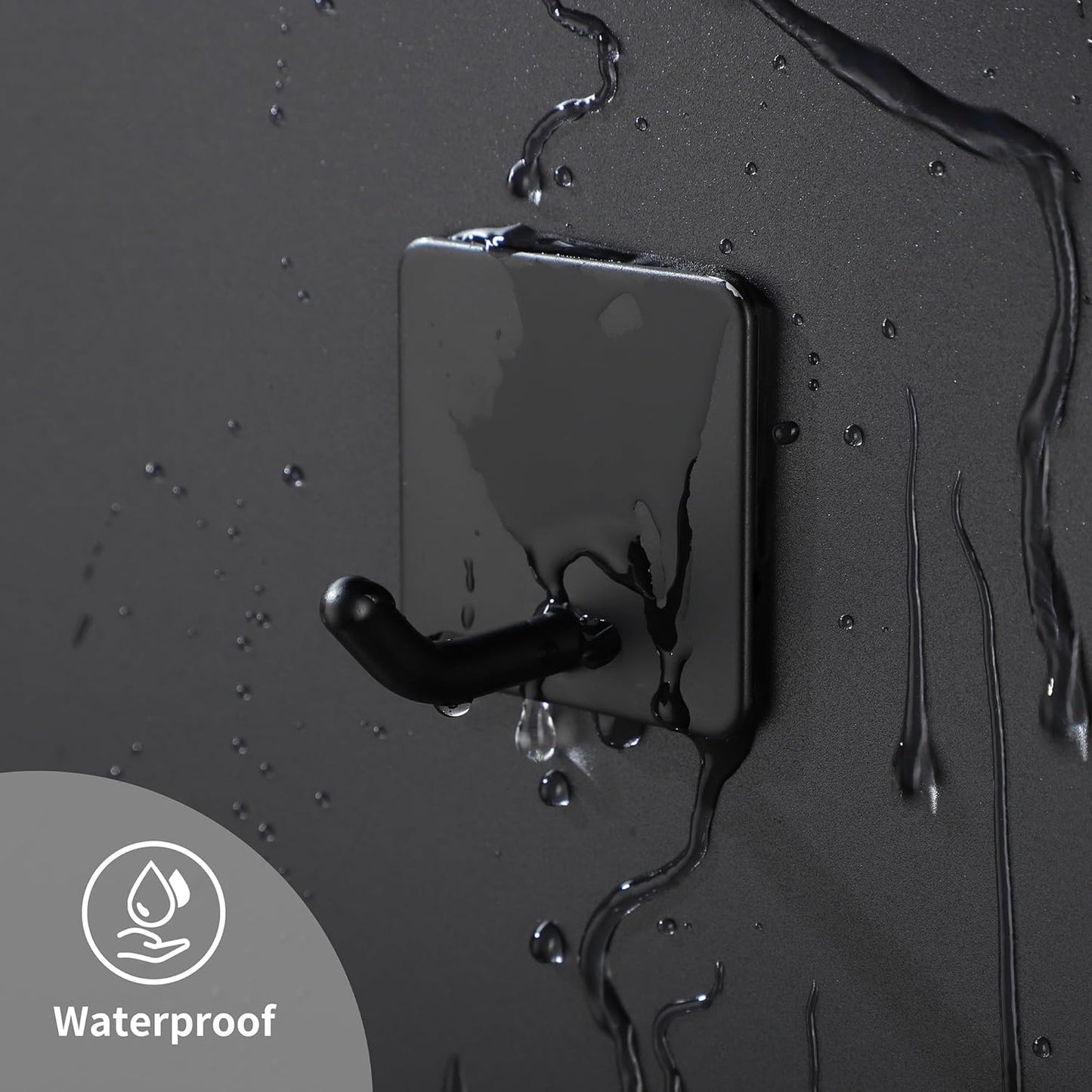 DELITON 6 Pack Towel Hooks for Hanging, Adhesive Hooks Stick on Wall for Bathroom Kitchen Heavy Duty Stainless Steel, Black