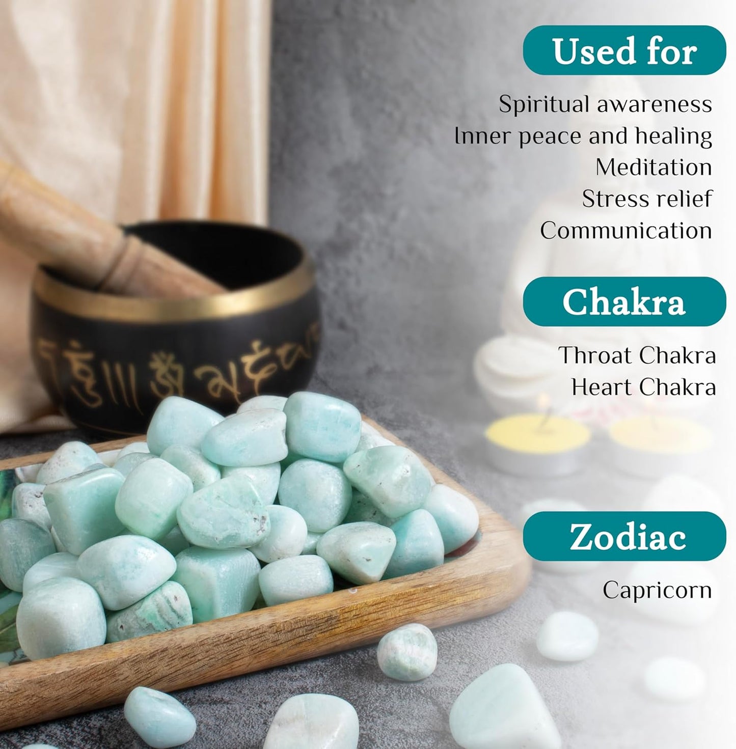 Crocon 1/2LB Blue Aragonite Tumbled Stones and Crystals Bulk Natural Crystal Kit for Reiki Healing Crystal Polished Tumble Chakra Balancing, Good Luck, Reiki Gift, Home Decor Size : 20-25 mm