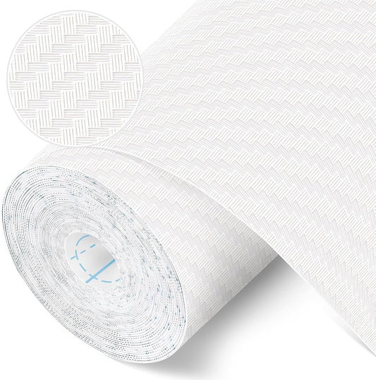 Self-Adhesive Shelf Liner Kitchen Liner, Waterproof Backed Paper Easy Peel and Stick Contact Liner Without Residue for Decor Your Desk Surface, Kitchen Countertops (White, 23.6 x 118.1 inches)