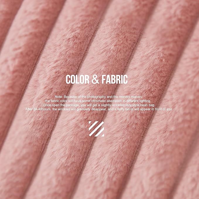 Hobestluk 6ft Bean Bag Chairs for Adults Large Beanbag Chair with Stripe Plush Cover Big Bean Bag Chair for Living Room Bedroom Dorm Office - Pink (70" x 70" x 15")