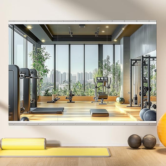 Home Gym Mirror, 48'' x 24'' x 3PCS, Large Full Body Mirror for Yoga, Frameless Tempered Glass, Wall Mounted for Home Gym, Garage, Bedroom, Bathroom
