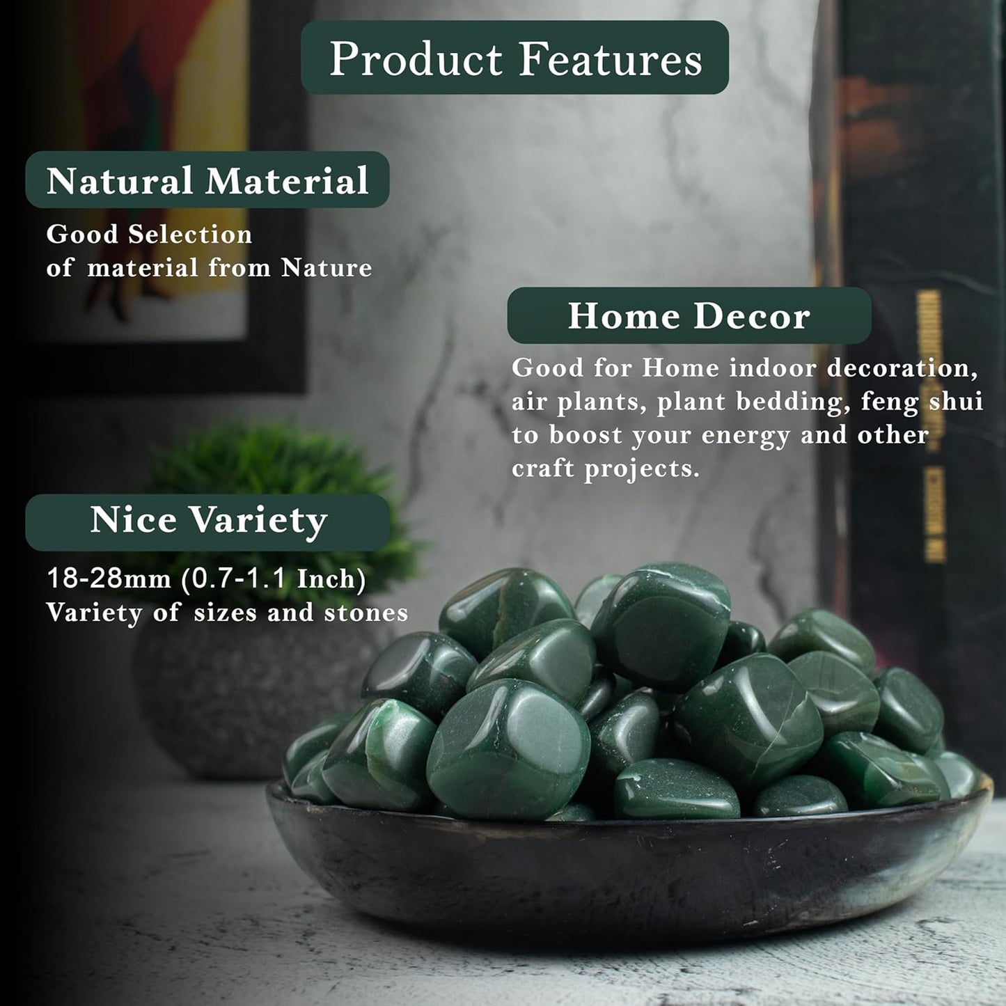 Crocon Stones Set | Pocket Crystal Healing Gemstones | Tumble Collection Palm Stone | Good Luck |Charm Gift Craft | Home Decor 1 LB (Green Aventurine Tumble, 1 LB)