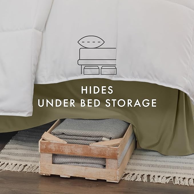 Linen Market Bed Skirt - Ultra Soft Microfiber - Easy Fit with 14 Inch Tailored Drop - Hotel Quality, Shrinkage & Fade Resistant - Bed Cover - Cal King Bed Skirt - Bedroom Décor - (Cal King, Sage)