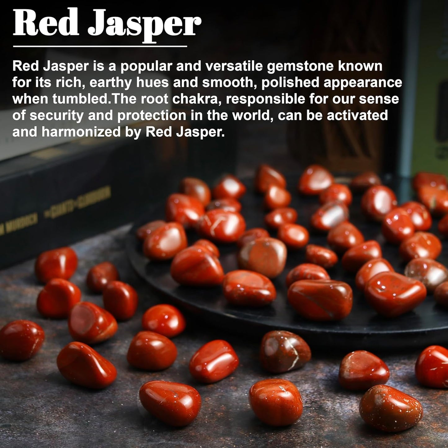 Crocon 1LB Red Jasper Tumbled Stones and Crystals Bulk 2000+ Carats Natural Crystal Kit for Reiki Healing Crystal Polished, Tumble Stones, Chakra Balancing, Reiki Gift, Home Decor Size : 20mm