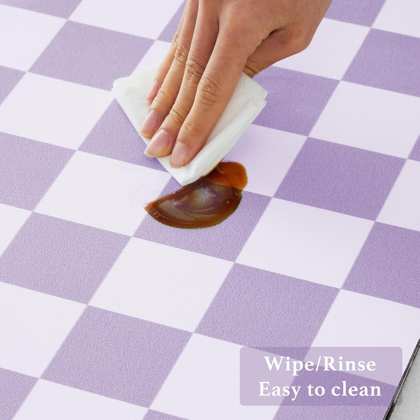 Checkered Dish Drying Mat for Kitchen Counter, Coffee Bar Station Accessories, Retro Cute Aesthetic Modern Absorbent Drainer Mat Kitchen Drying Mat Easy Clean, Purple 16" x 24"