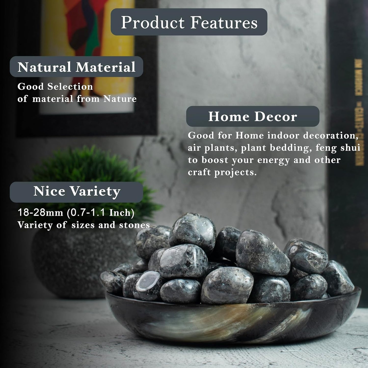 Crocon Stones Set Pocket Crystal Healing Gemstones Tumble Collection Palm Stone Good Luck Charm Gift Craft Home Decor 1 LB… (Larvikite tumble, 1 LB)