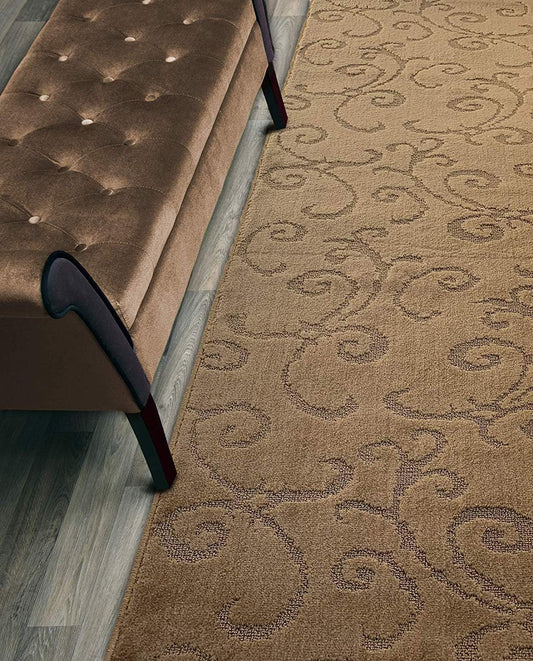 Custom Length Hallway Runner Rug,Slip Resistant,Scroll Brownish Beige, 26 Inch X 2 feet, Doormat, Sold and Priced Per Foot