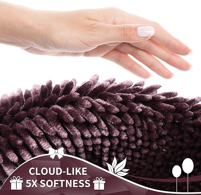 Yimobra Long Bathroom Rugs Runner 60x24 Inch, Extra Thick Soft Absorbent Chenille Bath Mat, Non Slip Machine Washable, Quick Dry Bath Rugs for Bathroom Floor, Tub and Shower, Purple Grey
