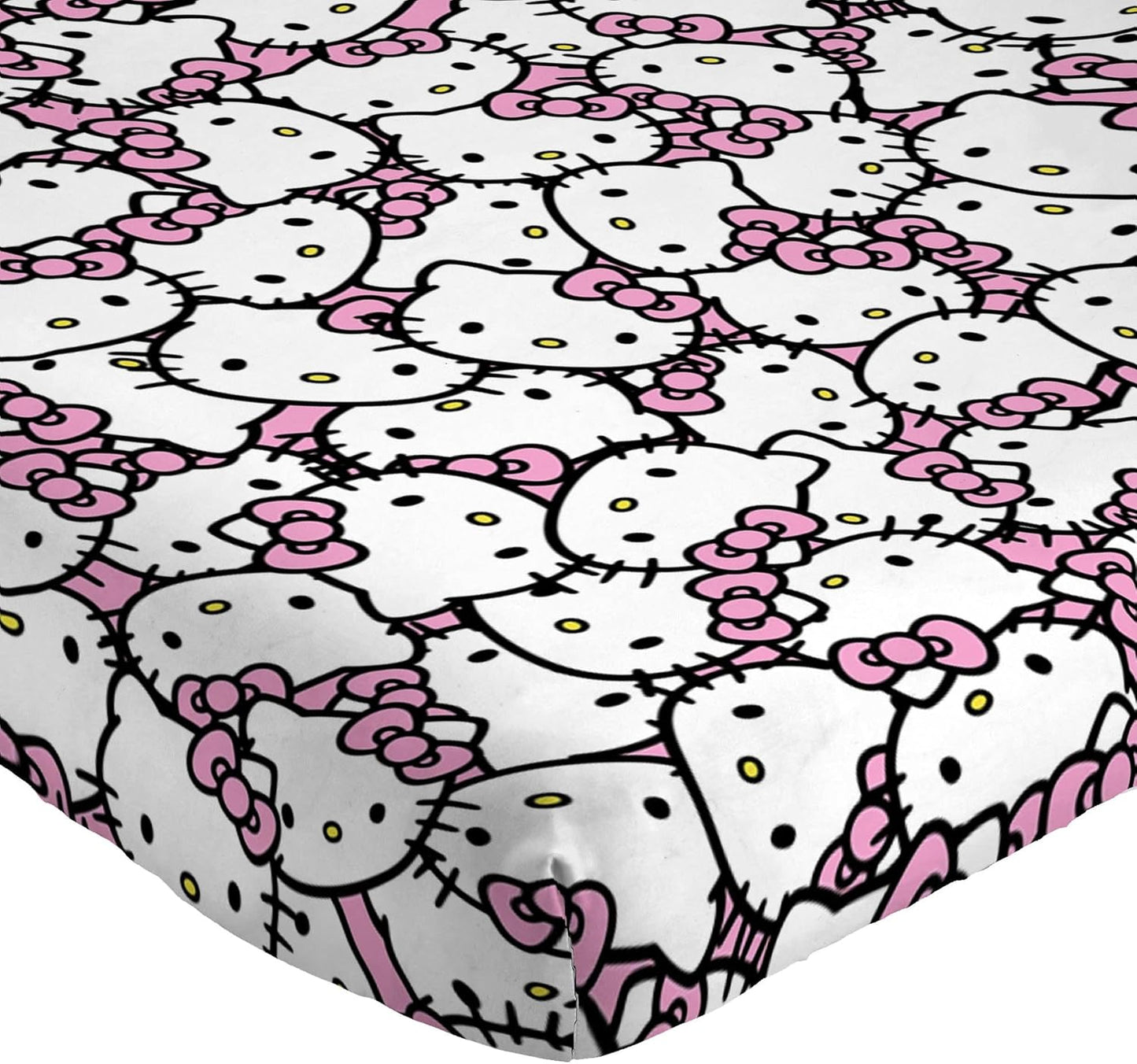 Jay Franco Sheet Set with Fitted, Flat Sheets & Pillow Cover - Ultra-Soft Bedding with Pillowcase for Room Decor, Multi - Hello Kitty, 3 Piece Twin