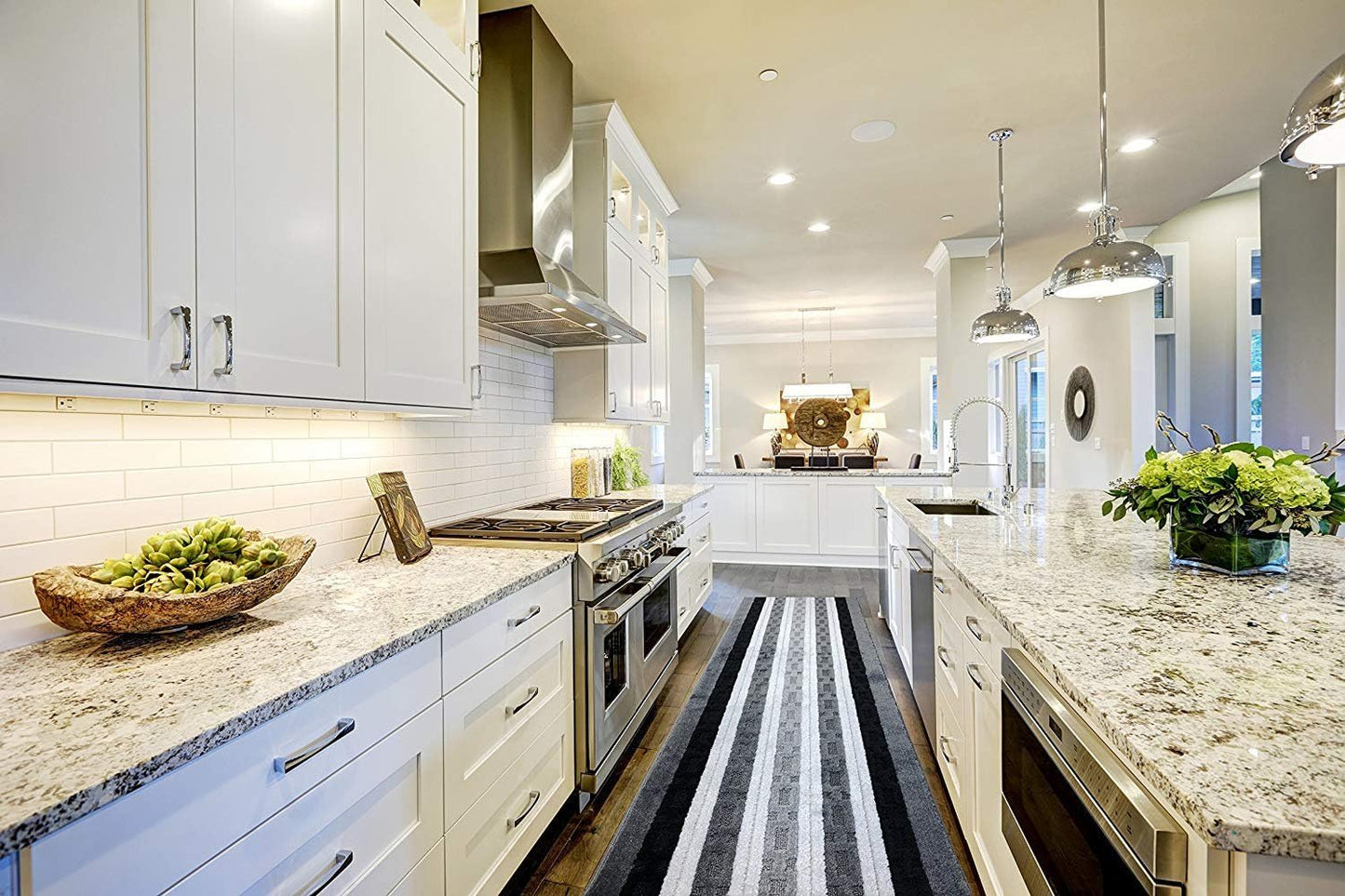 Custom Length Hallway Runner Rug,Slip Resistant,Chain Anthracite, 26 Inch X 15 feet, Sold and Priced Per Foot