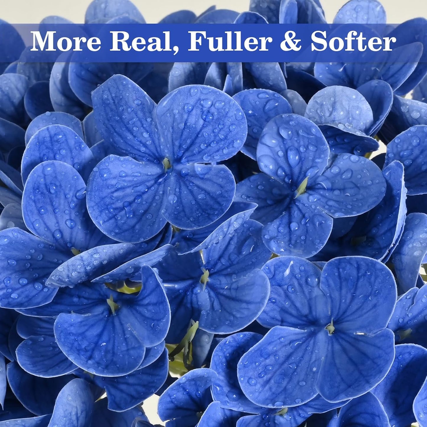 Artflower 4Pcs Real Touch Hydrangea Artificial Flowers, 22.5'' Dark Blue Full Latex Faux Hydrangea Flowers for Home Floral Arrangements Wedding Bouquets Kitchen Table Centerpiece Decorations