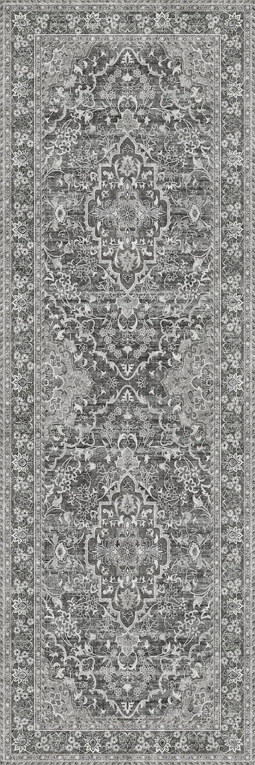 Washable Runner Rug 2x6 | Non Slip Rug Runners for Hallways, Entryways, Kitchens, Bathrooms, Bedrooms | Ultra-Soft Flannel Carpet Runners with Rubber Backing (Dark Grey, 2x6)