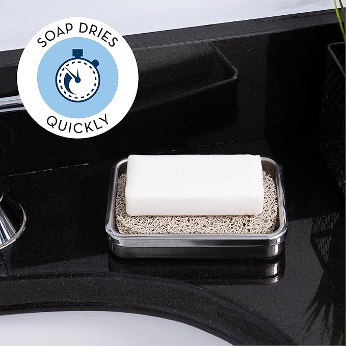 S&T INC. Bar Soap Holder for Kitchen, Bathroom, and Soap Dish, 4 Pack, Cream, 2.9 inches by 4.4 inches