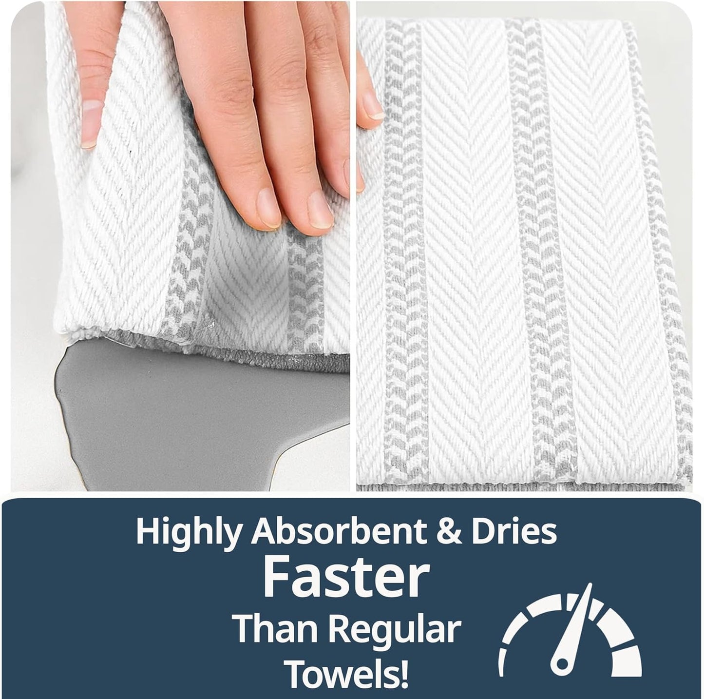 LANE LINEN Kitchen Towels Set - Pack of 4 Cotton Dish Towels for Drying Dishes, 18”x 28”, Absorbent Tea Towels, Quick Drying Kitchen Towel Set - Grey