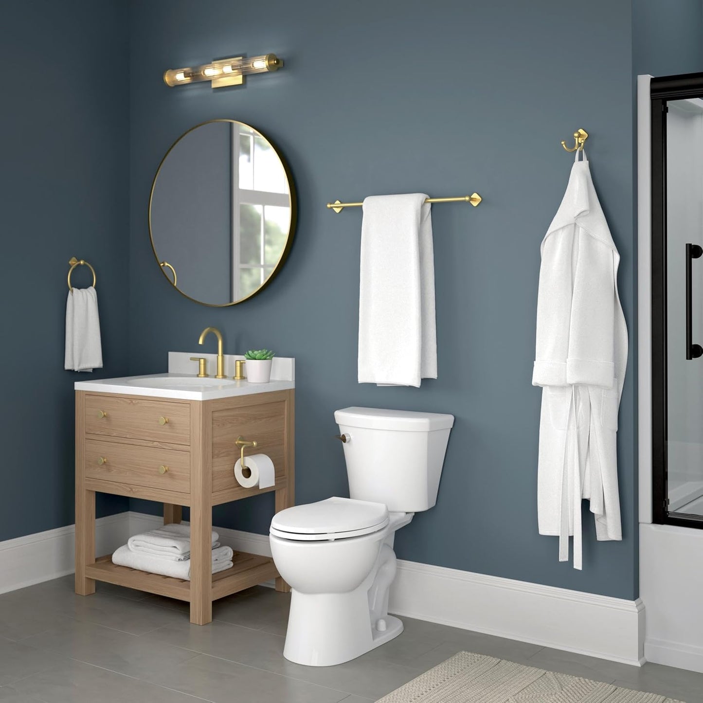 FRANKLIN BRASS Gainesville (1-Pack) Towel Hooks Satin Gold Double Bathroom J Hooks Wall Mounted for Robes & Towels Hand Towel Hook Holder Kitchen, Bathroom Accessories GNV35-SG