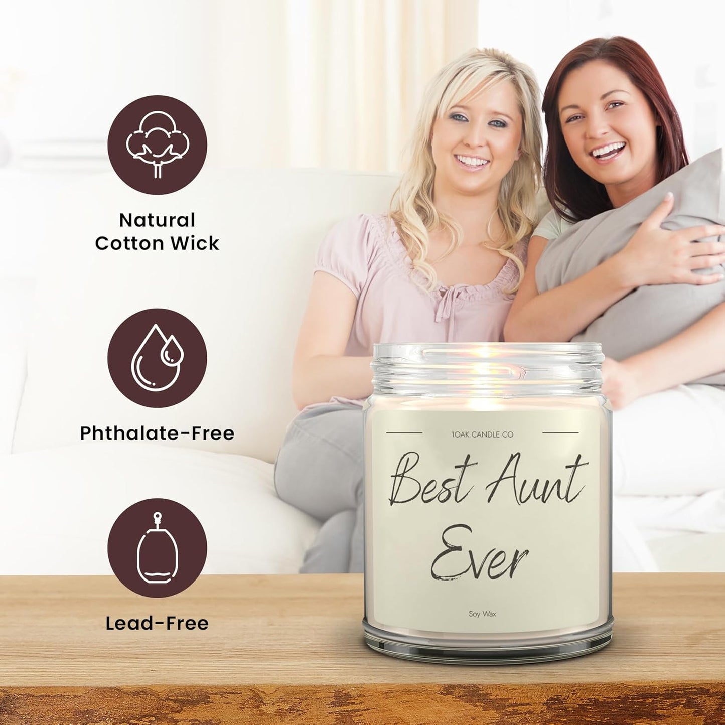 1OAK Vanilla Scented Candles - Aunt Candle - Best Aunt Gifts for Christmas from Niece, Nephew - Best Auntie Ever Gifts for Women