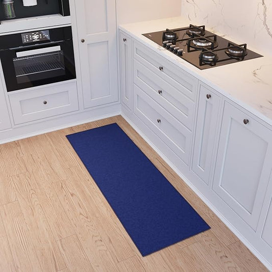 Ottomanson Hallway Runner Rug 20" x 59" Non Slip Solid Area Rugs Easy to Clean Laundry Rug Runner Durable & Pet Friendly Floor Carpet Runners for Hallways Entryway Living Room Kitchen, Navy