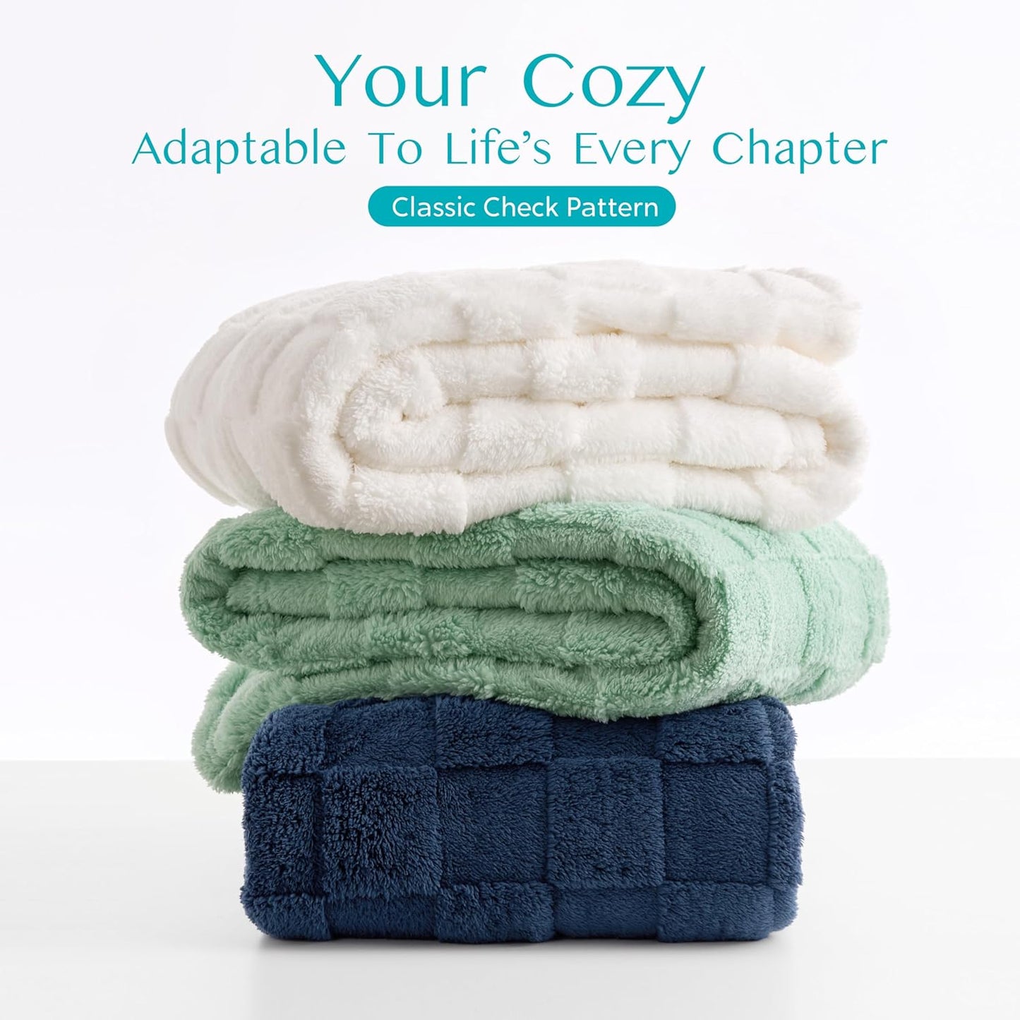 Joiedomi Throw Blanket for Couch, Soft Sage Green Fleece Checkered Blankets Gifts for Women Mom Girls, 280GSM Cozy Cute Soft Throw Home Room Decor Aesthetic Gifts 50x60 Inches