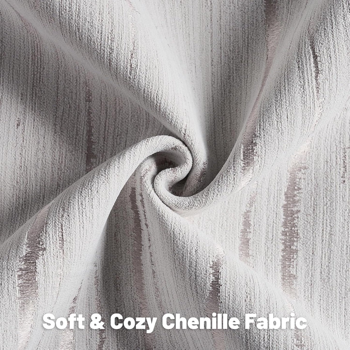 FUTEI Grey Chenille Decorative Throw Pillow Covers 22x22 Inch Set of 2,Soft Embossed Striped Textured Cushion Case,Modern Home Decor for Couch Bed Living Room