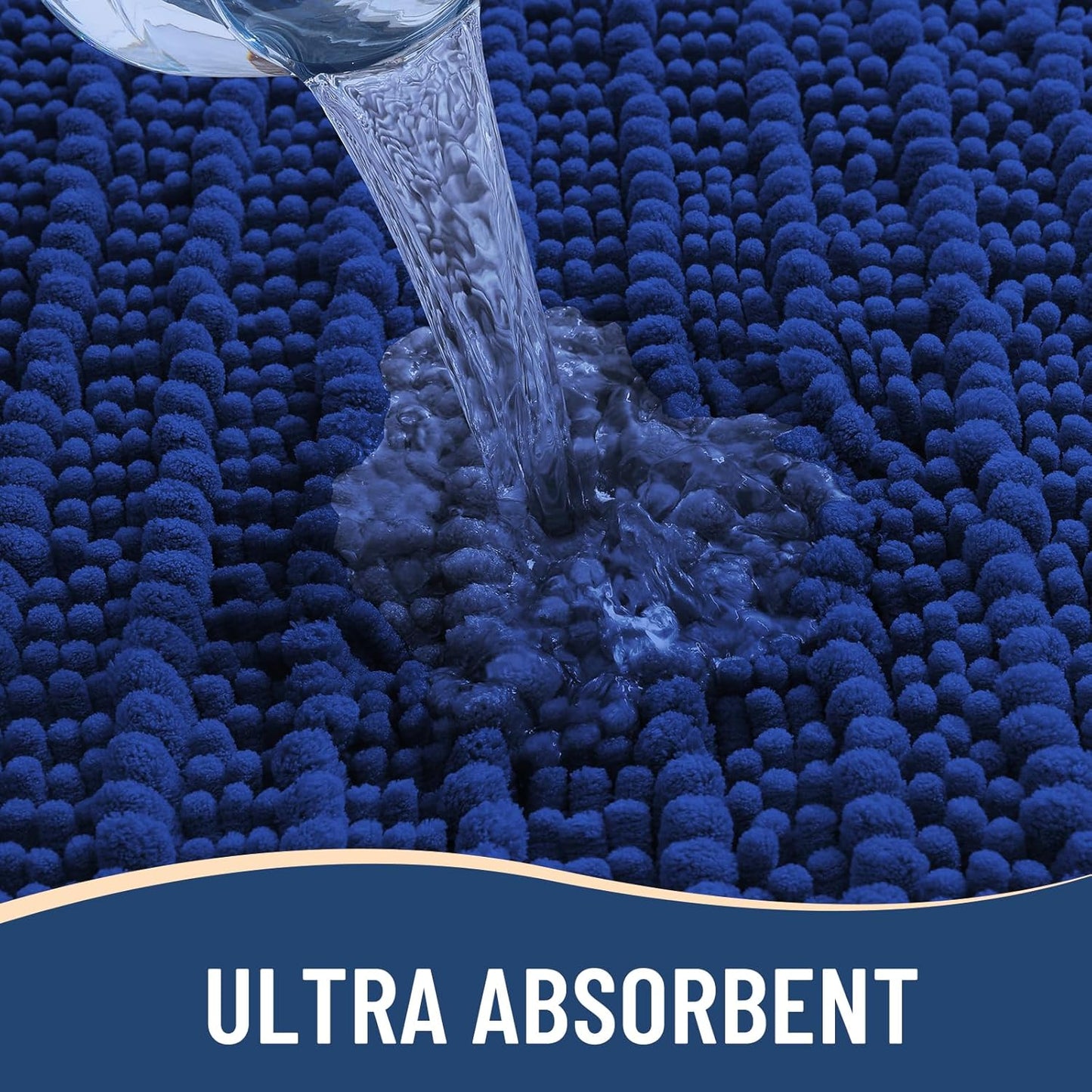 Arotive Luxury Chenille Bathroom Rug Mat, Extra Soft Thick Absorbent Shaggy Bath Rugs, Non-Slip Machine Wash Dry, Plush Bath Mats for Bathroom, Shower and Tub, 34x21, Royal Blue