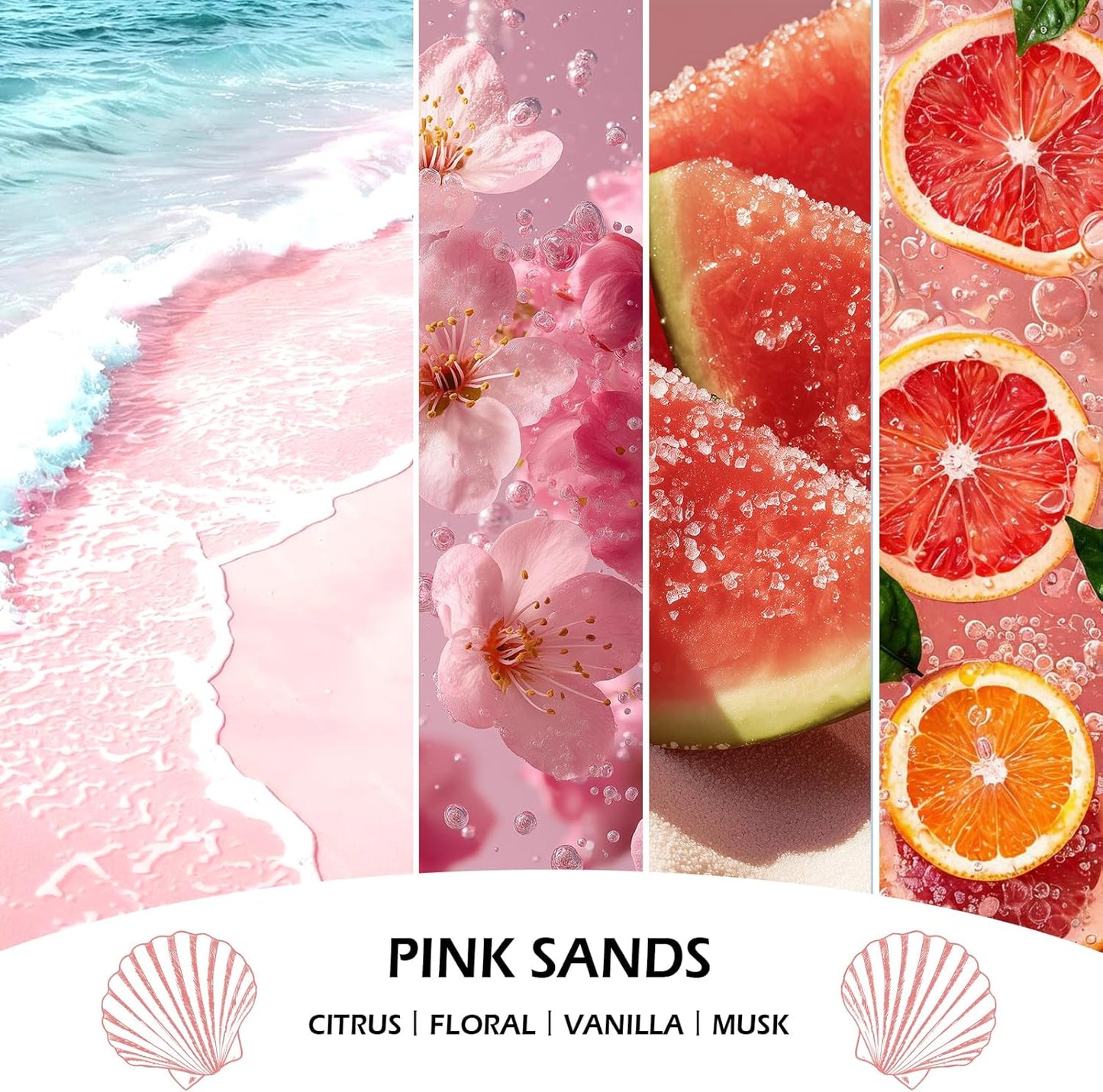 Pink Sands Candles, 7oz Pink Sands Scented Candle, Natural Soy Candles for Home Scented, Long Lasting with 50 Hour Burn Time, Gifts for Men Women