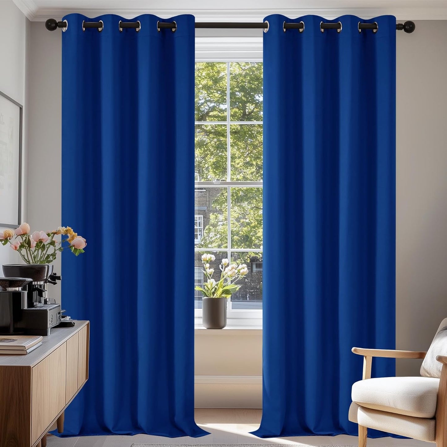 Deconovo Blackout Curtains for Bedroom – Set of 2 52W x 84L Inch Thermal Insulated & Noise Reducing Panels–Home Window Room Darkening Sustainable Grommet Drapes for Living Room and Nursery, Royal Blue