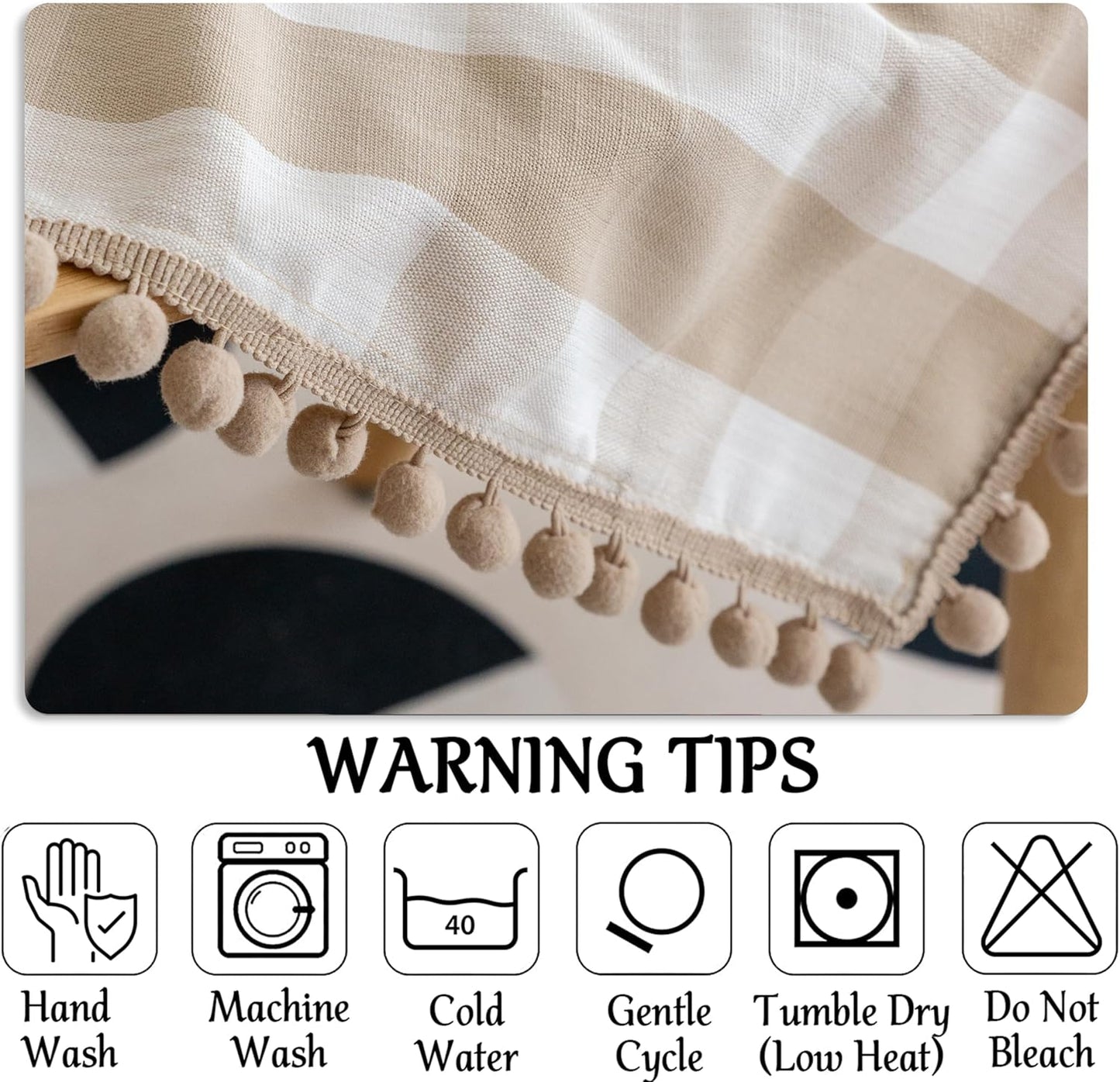 Jubilantex Buffalo Plaid Table Cloth for Rectangle Tables with Tassel Beige and White Rustic Linen Textured Farmhouse Heavyweight Burlap Table Cover for Kitchen Dining Tabletop Decoration,60x 84 inch