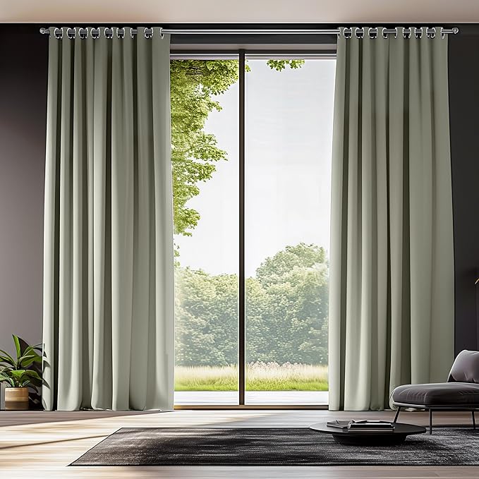 Room Darkening Thermal Insulated Blackout Kitchen Curtains for Bedroom Living Room Natural Curtains with Grommets 55x96 Inch Long 2 Panels