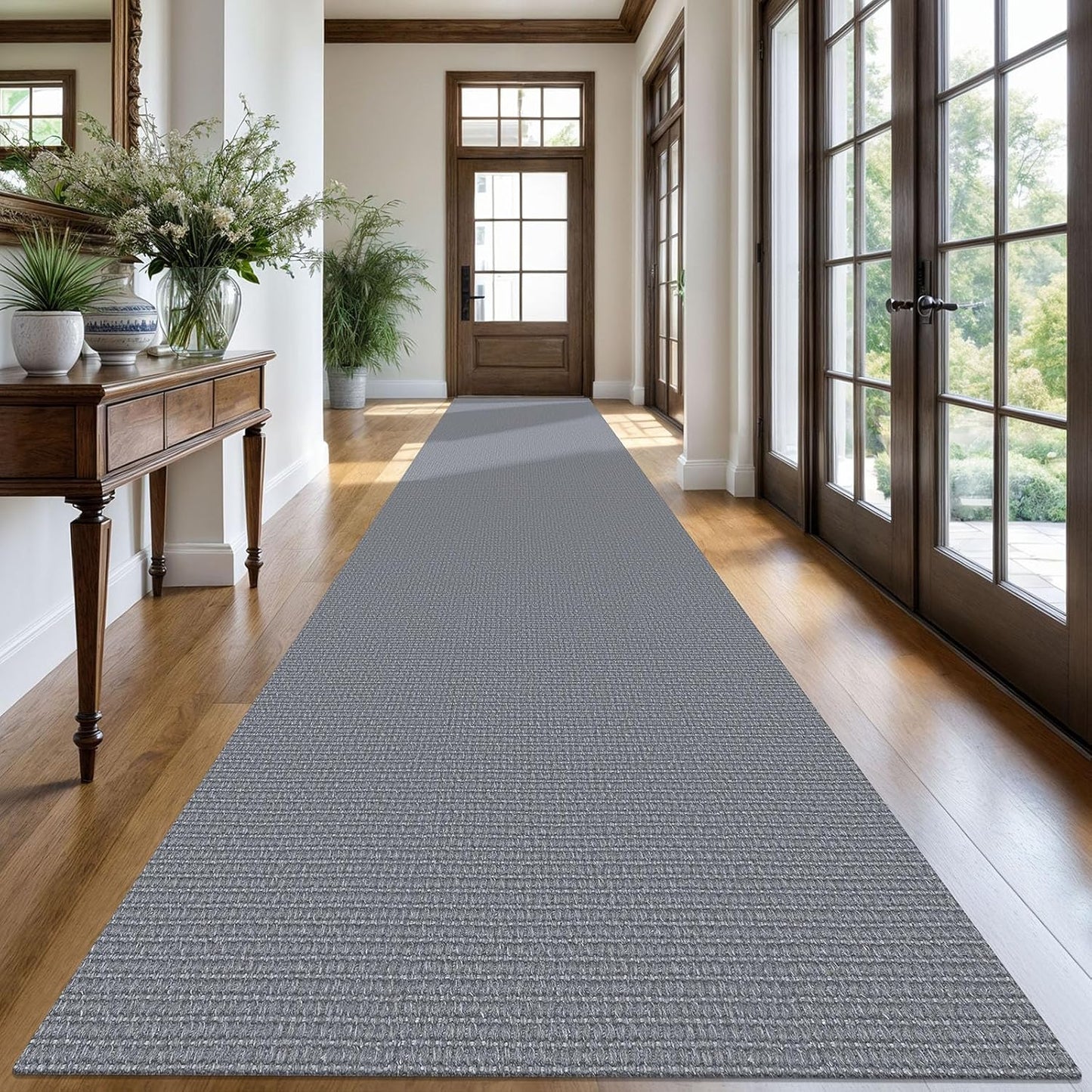 KOZYFLY Washable Runner Rug 3x20 ft Hallway Kitchen Runner Rugs with Rubber Backing Bobo Non Slip Entryway Runner Indoor, Long Carpet Runners for Hall Kitchen Entryway, Grey